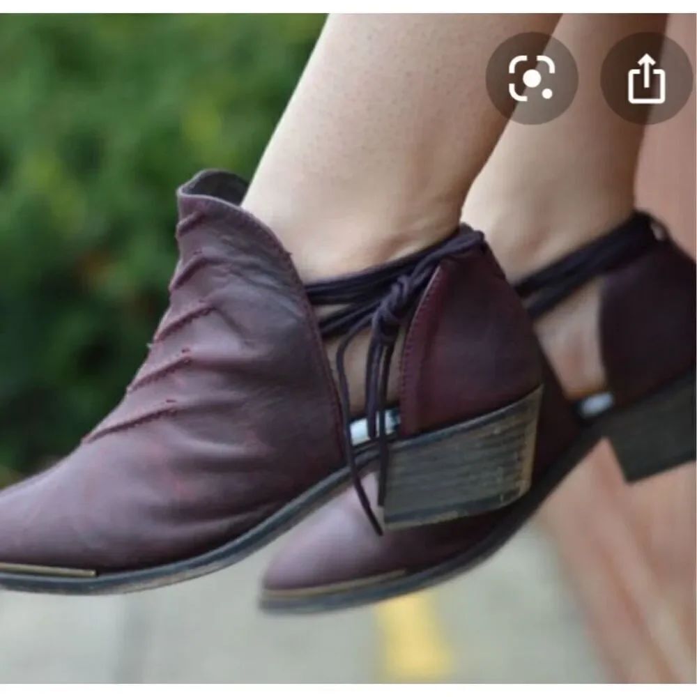 Free People Southern Cross Ankle Booties in Cordovan Burgundy Nwt Size 41/11US